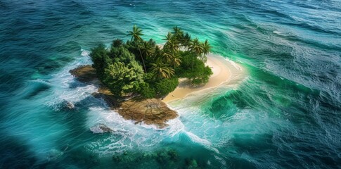 Canvas Print - Small Island Amidst Vast Ocean