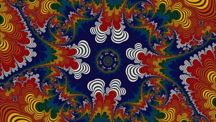Wall Mural - camera movement inside a multicolor bright fractal. fractal sequence patterns 3d. for yoga or clubs 
