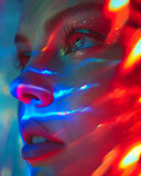 Fototapeta Boho - Neon Glare: A Striking Close-Up Portrait in Radiant Hues