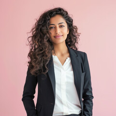 Wall Mural - beautiful businesswoman in suit curly hair