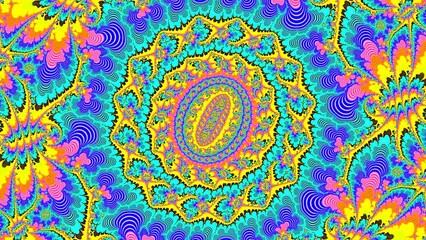 Wall Mural - camera movement inside a multicolor bright fractal. fractal sequence patterns 3d. for yoga or clubs 