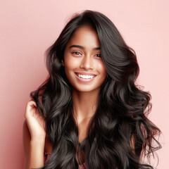 Wall Mural - Young beautiful shiny hair indian woman