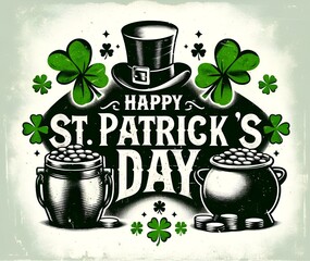 Wall Mural - St. patrick's day greeting card illustration in grungy style.