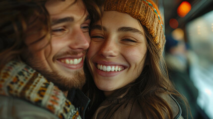 Canvas Print - A happy couple enjoying nature together.