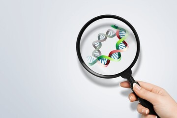 Wall Mural - checkup and research human dna gene chromosome molecule