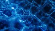 Futuristic blue nanotechnology with glowing lattice-like structure.