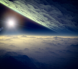 Wall Mural - planets and exoplanets of unexplored galaxies. sci-fi. new worlds to discover. colonization and expl