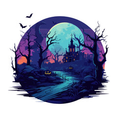 Wall Mural - halloween night landscape with moon isolated vector