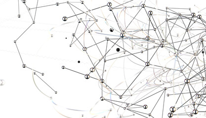 Poster - Gene lines and nodes, biological gene structure, 3d rendering.