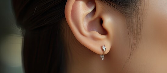 Canvas Print - Captivating Asian Woman Showcasing Elegant Earrings in Stylish Close-up Shot