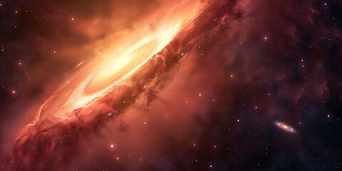 Wall Mural - red nebula in deep space with stars and galaxies