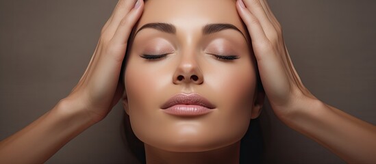 relaxing beauty salon session: woman enjoying a soothing face massage