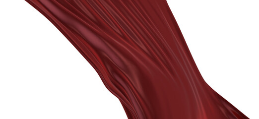 Poster - 3d render of abstract red cloth falling. Silk drapery flies away.