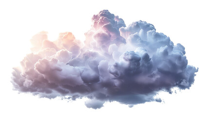 Storm clouds on transparent background. Realistic fluffy blue colored cloud 