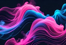 Ethereal Smoke Waves In Neon Pink And Blue Hues Cascading Across A Dark Background
