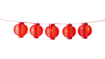 decorative chinese red lantern garland isolated on transparent background