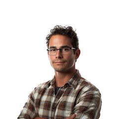 Wall Mural - Portrait of a handsome young man with glasses, isolated on transparent background.