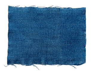 piece of torn denim on a white background. denim texture