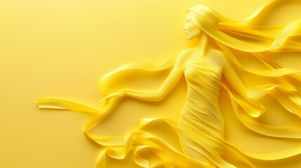 Yellow female body with yellow ribbons for Endometriosis Awareness Day