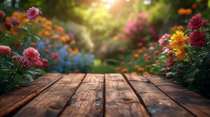 Canvas Print - a wooden table with blurry background