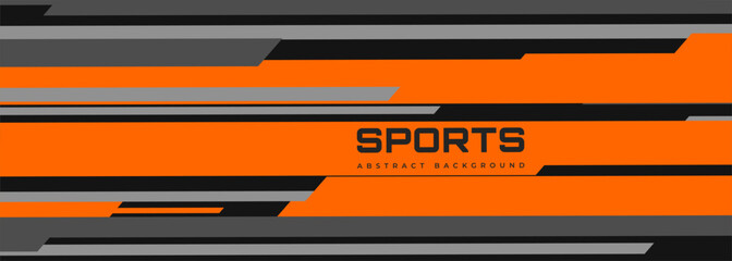 Wall Mural - Modern sports banner design with horizontal orange, black and gray lines. Abstract sports background. Vector illustration