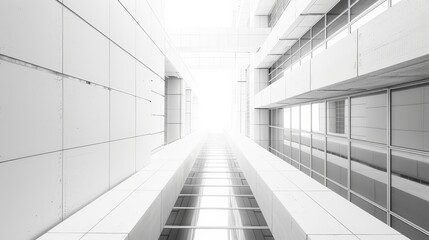 Fototapete - White space architecture, future design perspective