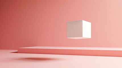 Wall Mural - Present box floating on pastel background. 3D rendering.