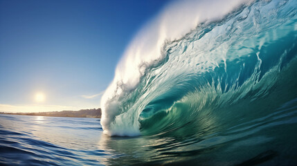 Poster - Huge breaking wave crashing in ocean