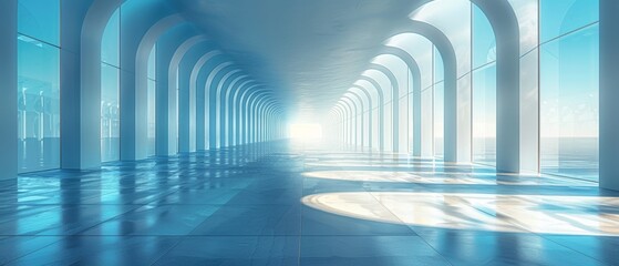 Fototapete - A white space architecture abstract, a perspective on the design of future buildings
