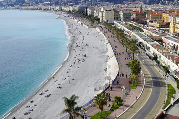 Sticker - Nice beach in winter, France