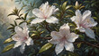 Oil painting of rhododendron flowers, digital art, printable illustration, garden flower background or wallpaper.