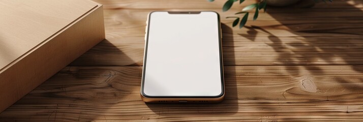 Wall Mural - Blank smartphone on table for ecommerce and drop shipping business
