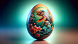 Egg with tattoo on gradient background