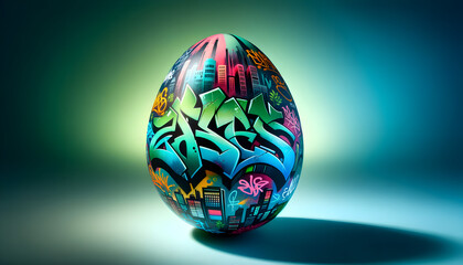 Colorful egg with graffiti art