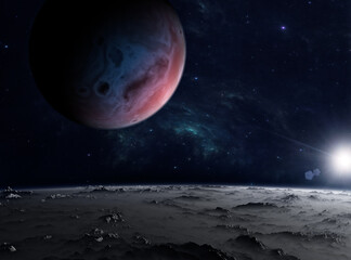 Wall Mural - planets and exoplanets of unexplored galaxies. sci-fi. new worlds to discover. colonization and expl