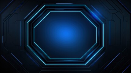 Abstract blue hexagon pattern frame on dark background with futuristic concept. Backdrops surface and black material template