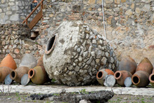 Kvevri: ancient Georgian jugs for wine. Alaverdi complex, Georgia