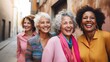 © Svetlana - multinational, old, adult women smiling together, best friends. girls power. International Women's Day, March 8. Group