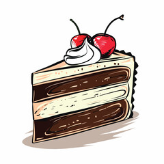 Cake in cartoon, doodle style. Image for t-shirt, web, mobile apps and ui. Isolated 2d vector illustration in logo, icon, sketch style, Eps 10. AI Generative