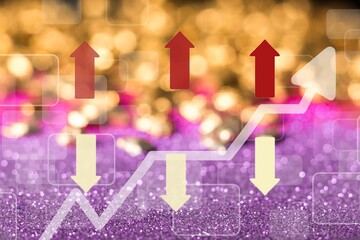 Poster - gold ingot and price chart on background.