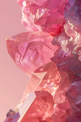 Sticker - background for a banner for a jewelry store, rose quartz on a pink background close-up