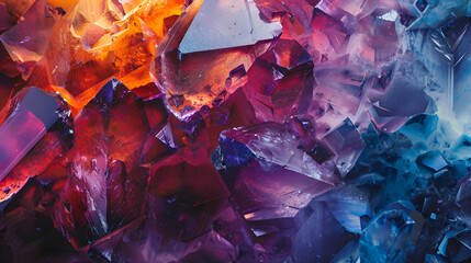 Wall Mural - multi-colored crystals background of large crystals