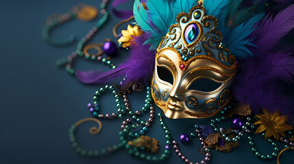 Top view of ornate Venetian carnival mask