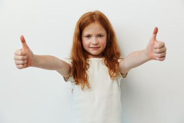 Wall Mural - Person happy childhood portrait female cheerful girl little adorable beauty cute hair young smile