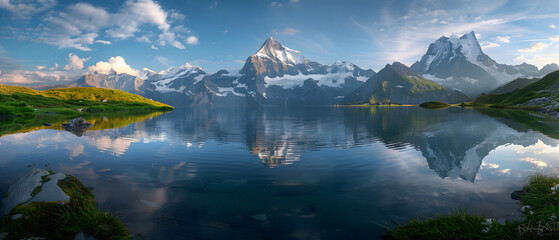 Wall Mural - Beautiful Lake with Mountains in the Background