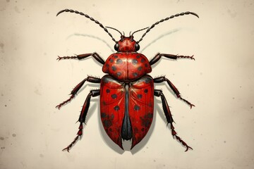 Vibrant Red bug insect illustration. Wing nature. Generate Ai