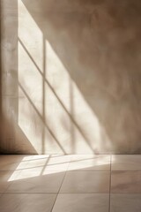 Poster - Sunlight Casting Shadows on Beige Wall and Floor