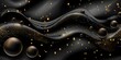 Luxurious black and gold abstract fractal design with silk texture and balls seamless background. Concept Abstract Art, Fractal Design, Luxury Aesthetics, Seamless Background, Silk Texture