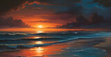 Fototapeta  - Deep beautiful sunset at the sea