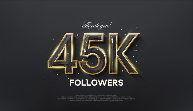Golden line thank you 45k followers, with a luxurious and elegant gold color.